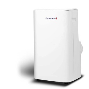 Biały, przenośny klimatyzator t.b.t. do elastycznego chłodzenia w pomieszczeniach.