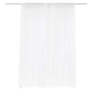 Biała, przezroczysta zasłona z przelotkami do zawieszenia na karnis.