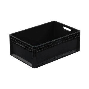 Czarny Eurobox System Box (40x60x22cm) z tworzywa sztucznego, pełna ściana, do przechowywania.