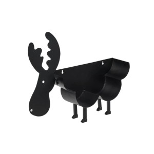 Czarny uchwyt na akcesoria łazienkowe t.b.t. w kształcie łosia do montażu na ścianie.