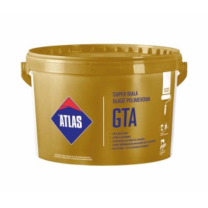 Wiadro białej masy szpachlowej Atlas GTA Super do ścian.