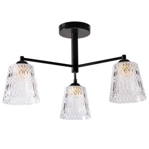 Candellux Lampa wisząca KAIR czarna 3xE27 40W klosz bezbarwny