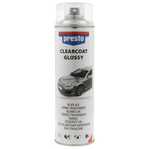 Presto Lakier bezbarwny w sprayu połysk 500ml do napraw lakierniczych i karoserii.