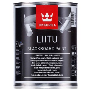 Puszka czarnej farby kredowej Tikkurila Liitu.