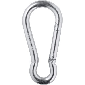 Srebrny karabińczyk z zatrzaskiem.