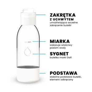 Dafi Butelka do saturatora PushAir biała z uchwytem - 0,5 l