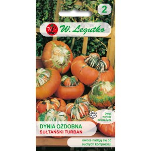 Opakowanie nasion dyni ozdobnej 'Turban Sułtański'.