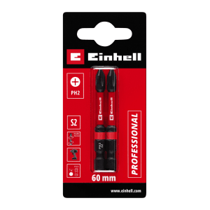 Zestaw bitów udarowych Einhell, 2-częściowy, PH2, 60 mm, do wkrętaków i wkrętarek akumulatorowych.