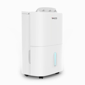 Biały osuszacz powietrza t.b.t. dla komfortowego klimatu w pomieszczeniu.