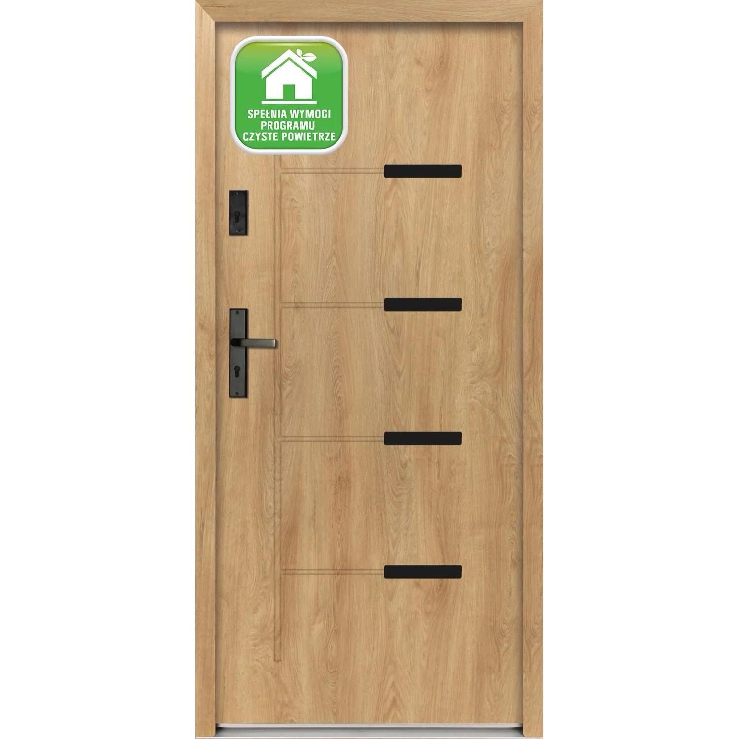 Splendoor Drzwi zewnętrzne Onyks DąbNat 80L otwierane do wewn. 93x208