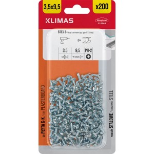 Wkręty t.b.t., 3,5x9,5 mm, 200 sztuk, do płyt gipsowych.