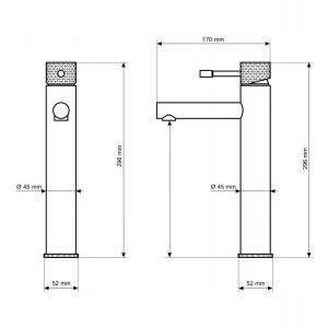 Granitan Bateria umywalkowa wysoka Glami brush gold