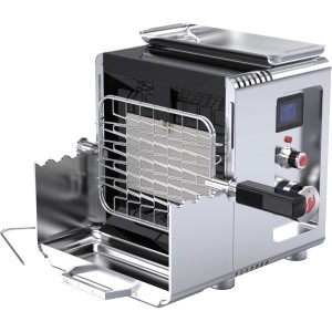 Grill gazowy Landmann 800 z palnikiem na podczerwień i termometrem Bluetooth, stal nierdzewna.