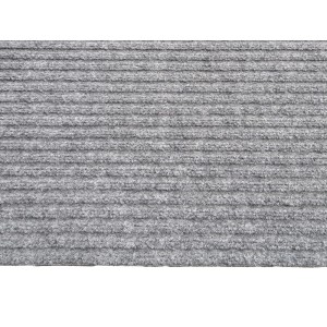 Szara wycieraczka t.b.t. z żebrowaną powierzchnią. Antypoślizgowa Wycieraczki do użytku wewnętrznego.