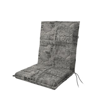 Poduszka na krzesło ogrodowe Doppler Niederlehner Spot D.2660, ciemnoszara-jasnoszara z napisami.