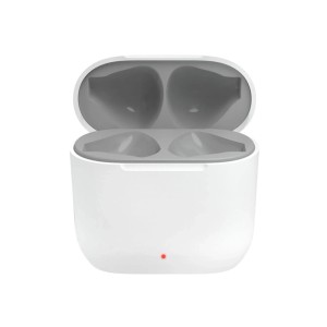 Białe etui ładujące do słuchawek t.b.t., otwarte.