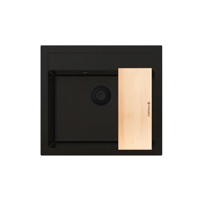 Pyramis Zlewozmywak POROS 56BE 1-kom. z ociekaczem i deską czarny - 56 x 51 cm