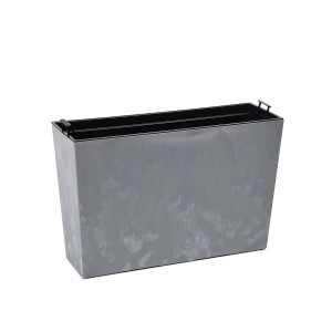 Szara skrzynka na kwiaty t.b.t. do użytku zewnętrznego.