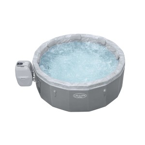 Szary Lay-Z-Spa wanna z hydromasażem z bąbelkami wody.