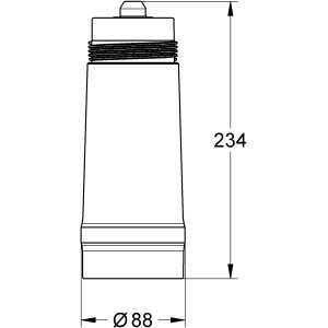 Rysunek techniczny filtra z węglem aktywnym Grohe Blue: Filtr do systemów wodnych Grohe Blue, wymiary 234 x 88 mm.