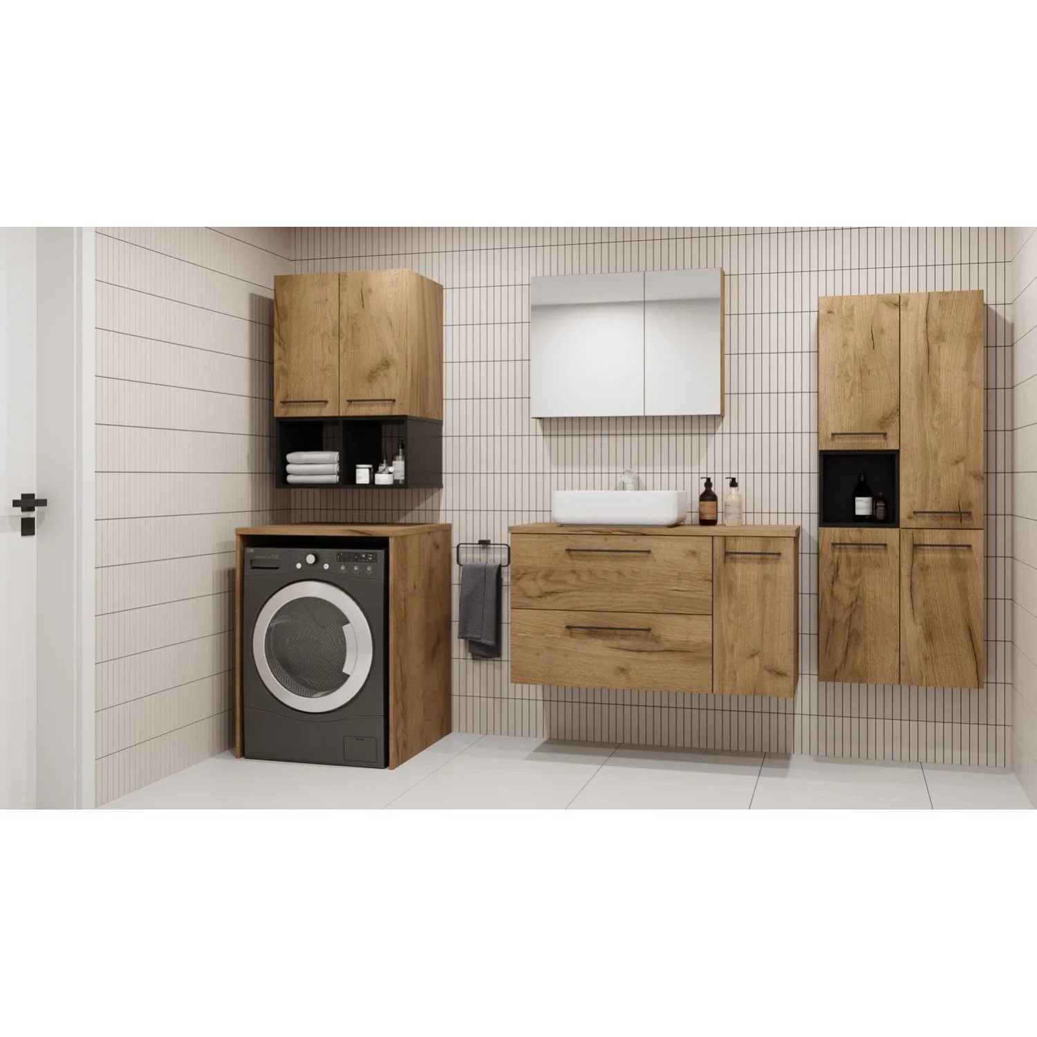 Defra Szafka Metro pod umywalkę 80 cm 2 szuflady dąb złoty_4