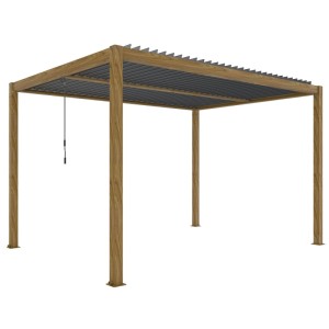 Pergola LUXE LED w kolorze drewna - 3 x 4 x 2,5 m