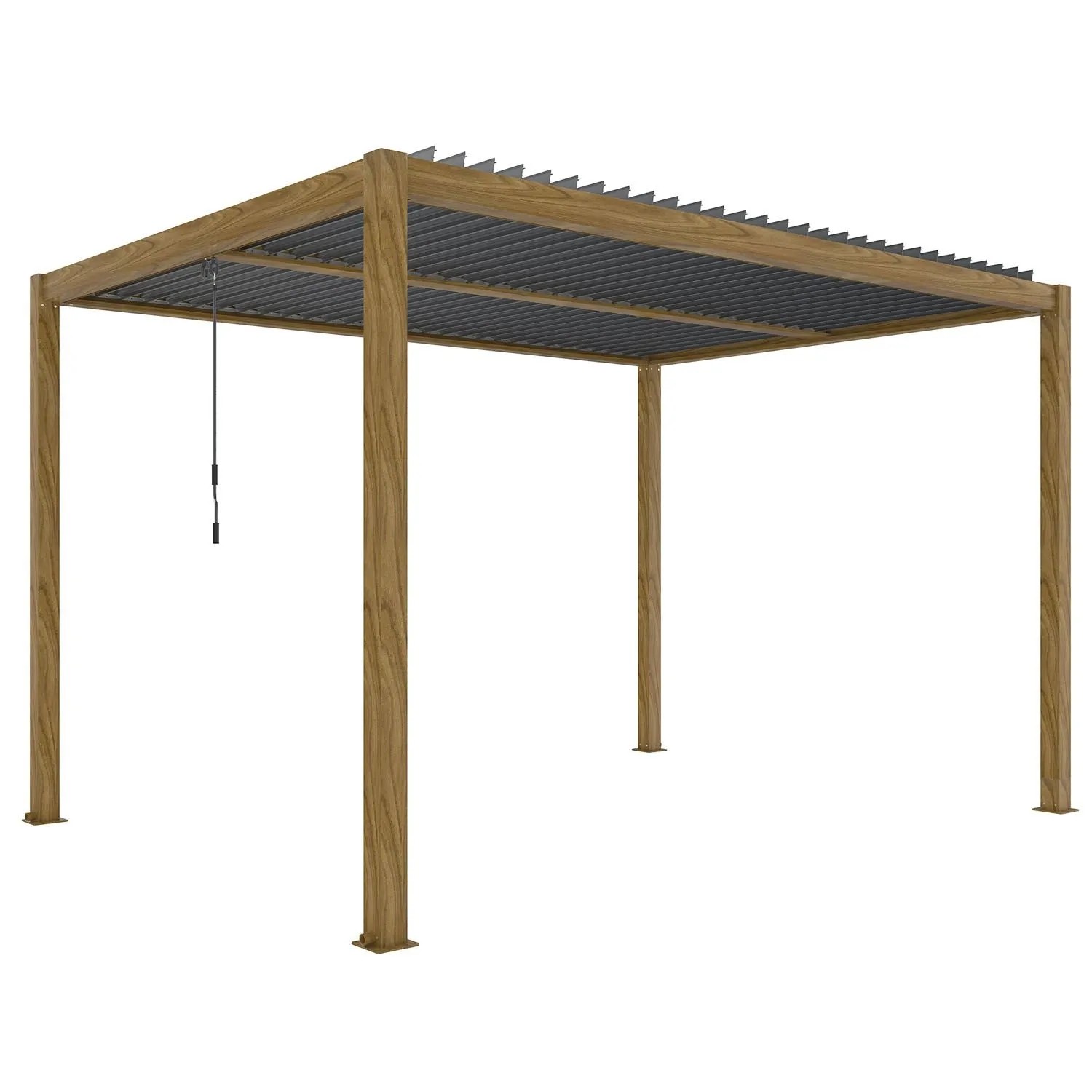 Pergola LUXE LED w kolorze drewna - 3 x 4 x 2,5 m