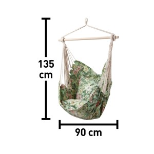 Krzesło wiszące Lytton z kwiatowym wzorem, huśtawka z poduszkami na relaksujące chwile.