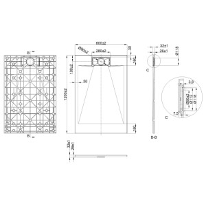 Invena Brodzik Alvero struktura kamienia biały 120x80x2,6 cm