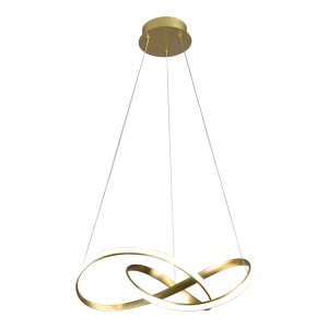 Nowoczesna złota lampa wisząca LED z przeplatanym wzorem do salonu.