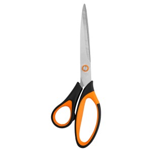 Nożyczki t.b.t. z pomarańczowo-czarną rączką.