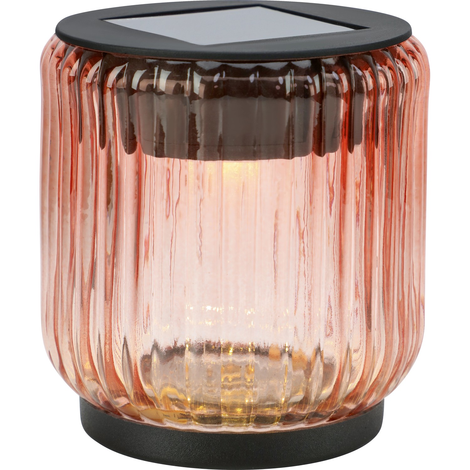 Lampa solarna stołowa mini szklana IP44 śr. 8 cm koralowa