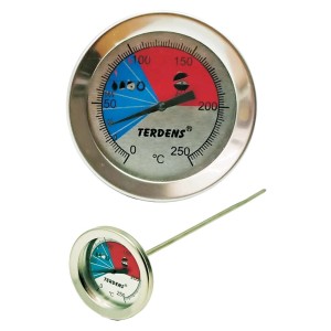 Termometr t.b.t. ze wskaźnikiem zakresu pomiarowego.