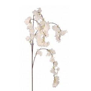 Dekoracyjny sztuczny kwiat: Kwitnąca gałąź z białymi kwiatami.