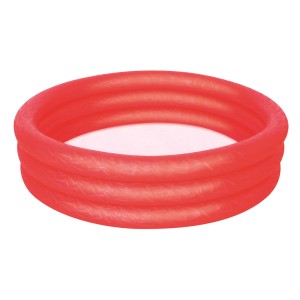 Czerwony, nadmuchiwany basenik dla dzieci z trzema pierścieniami.