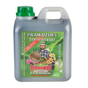 Butelka uniwersalnego nawozu Biohumus, 2 litry.