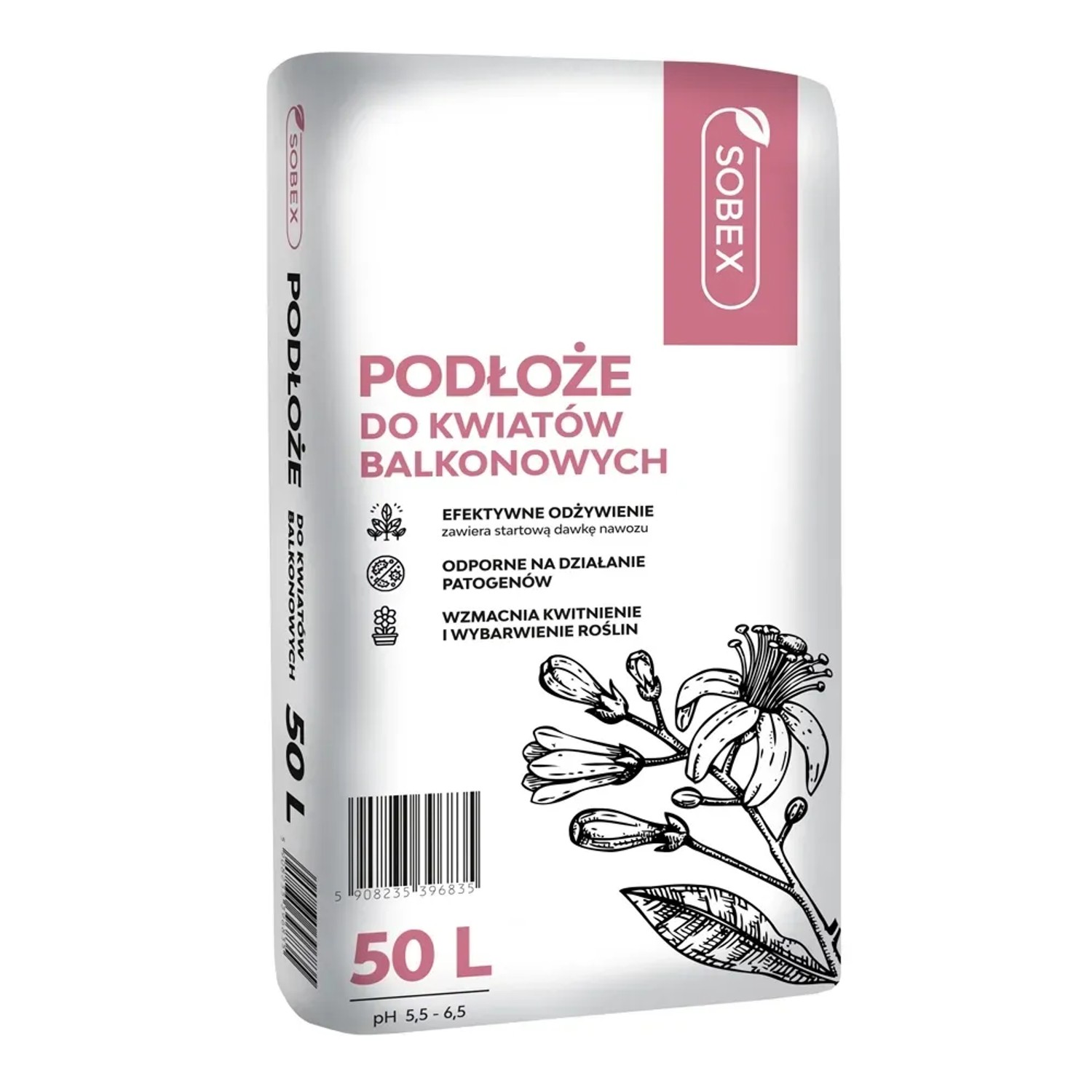1 Sobex Podłoże do kwiatów i roślin balkonowych - 50 l