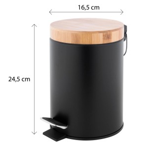 Kosz na śmieci czarny bambus 22x18x25