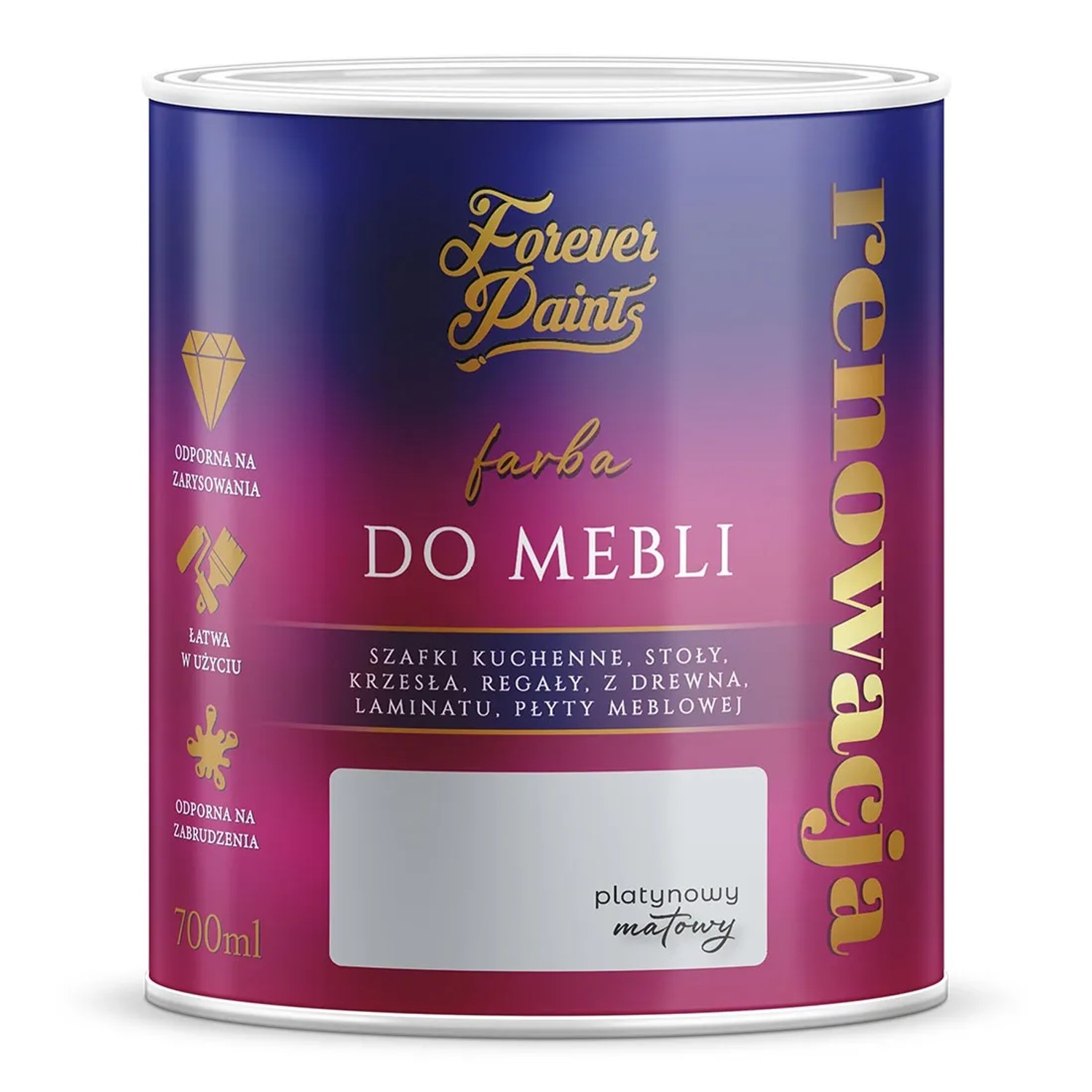 Farba Forever Paints do mebli platynowa 0,7L