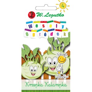 Opakowanie nasion Krzepka Kalarzepa (kalarepy) z dziecięcą ilustracją.