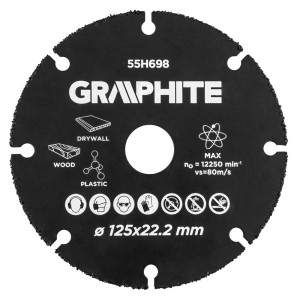 Tarcza tnąca GRAPHITE 125 mm do drewna, plastiku i płyt gipsowo-kartonowych