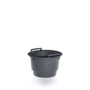 Czarna doniczka z uchwytami, akcesoria do doniczek.