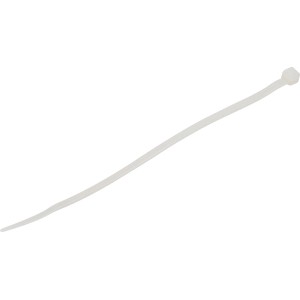 Biała opaska kablowa, 150 mm, do łączenia kabli i przewodów.