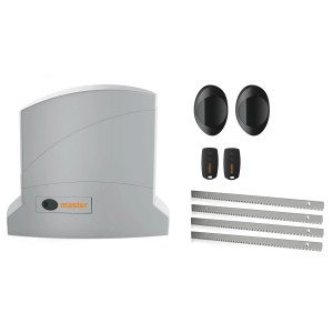 Zestaw automatyki do bram t.b.t. z dwoma pilotami i trzema listwami zębatymi.