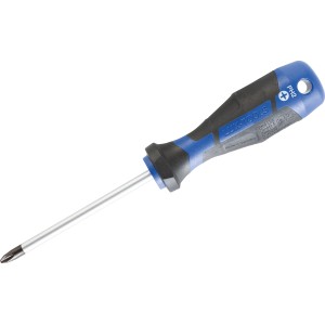 Śrubokręt LUX Comfort PH2 x 100 mm z ergonomicznym uchwytem i otworem do zawieszania.
