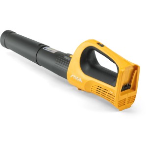 Akumulatorowa dmuchawa do liści Stiga BL 100e z akumulatorem i ładowarką, żółto-czarna.