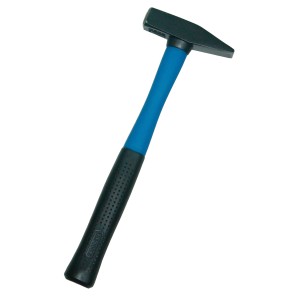 Młotek ślusarski LUX Classic, 300 g, z niebieskim uchwytem z włókna szklanego i czarnym gumowym uchwytem.