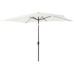 Biały parasol balkonowy t.b.t. z prostokątną czaszą.