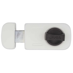Biały zamek zatrzaskowy do drzwi Jania, prosty zamek do drzwi dla dodatkowego bezpieczeństwa.