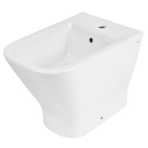 Biały ceramiczny bidet t.b.t., widok z przodu.